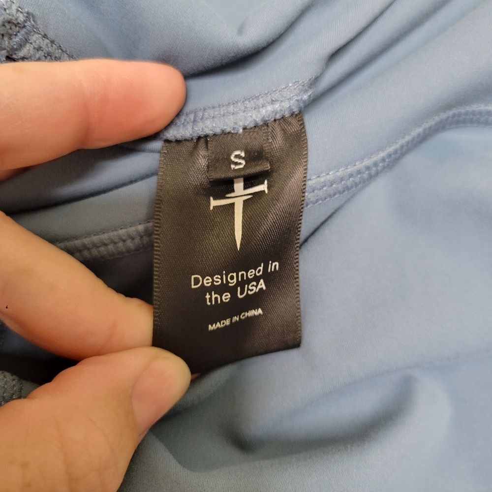 Women's High-Waist Blue Performance Leggings - Picture 7 of 7